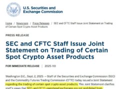 SEC and CFTC: “Registered Exchanges Can List Certain Spot Crypto Assets”
