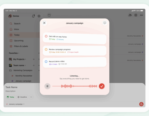 Todoist’s app now lets you add tasks to your to-do list by speaking to its AI