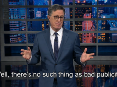Stephen Colbert reacts to being mentioned in Epstein files