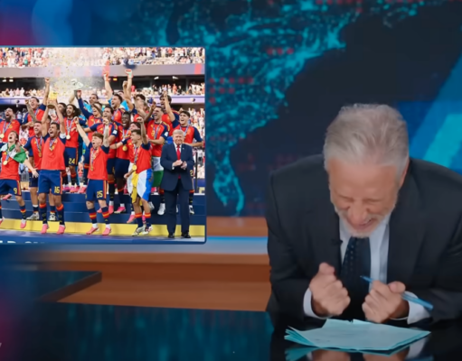 Jon Stewart blasts Trump’s lingering World Cup final photo