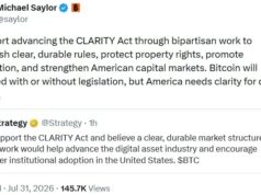 Saylor and Strategy Officially Back CLARITY Act for US Crypto
