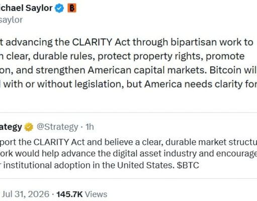 Saylor and Strategy Officially Back CLARITY Act for US Crypto