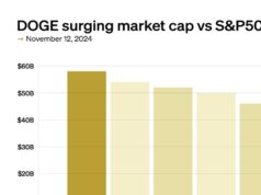CHART: Dogecoin market cap now greater than 60% of S&P 500