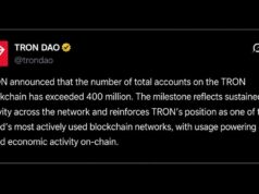Tron Surpasses 400 Million Accounts as USDT Transfers Near $30 Trillion