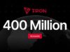 TRON Surpasses 400 Million Accounts as Total Transfer Volume Nears $30 Trillion