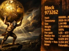 FutureBit Apollo Solo Miner Finds Bitcoin Block 973262, Earning 3.154 BTC